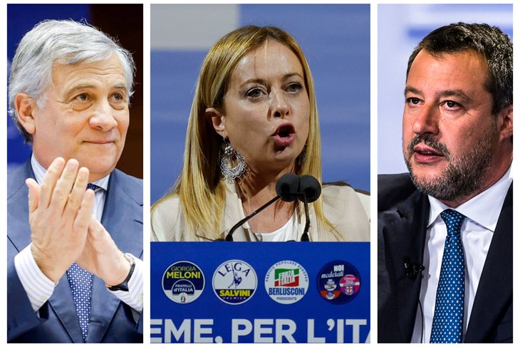 Tajani, Meloni, Salvini (EPA)